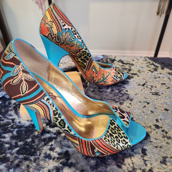 Carlos by Carlos Santana Shoes - Carlos by Carlos Santana Multicolor Peep-Toe Heels